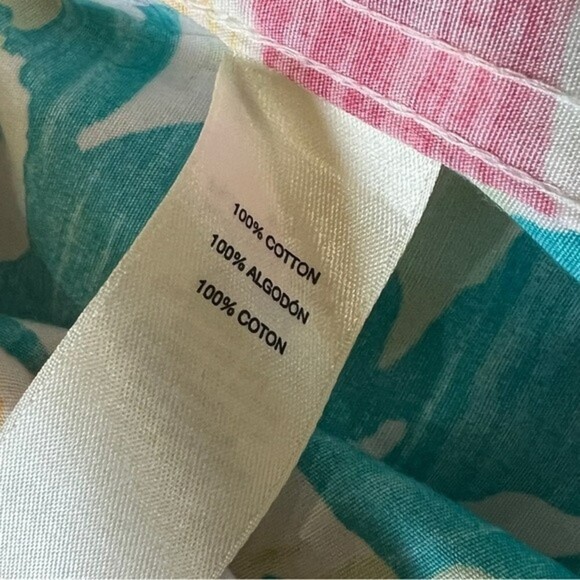 CHICO'S Top Floral Button Up Tie Front 3/4 Sleeve 100% Cotton - Picture 9 of 10